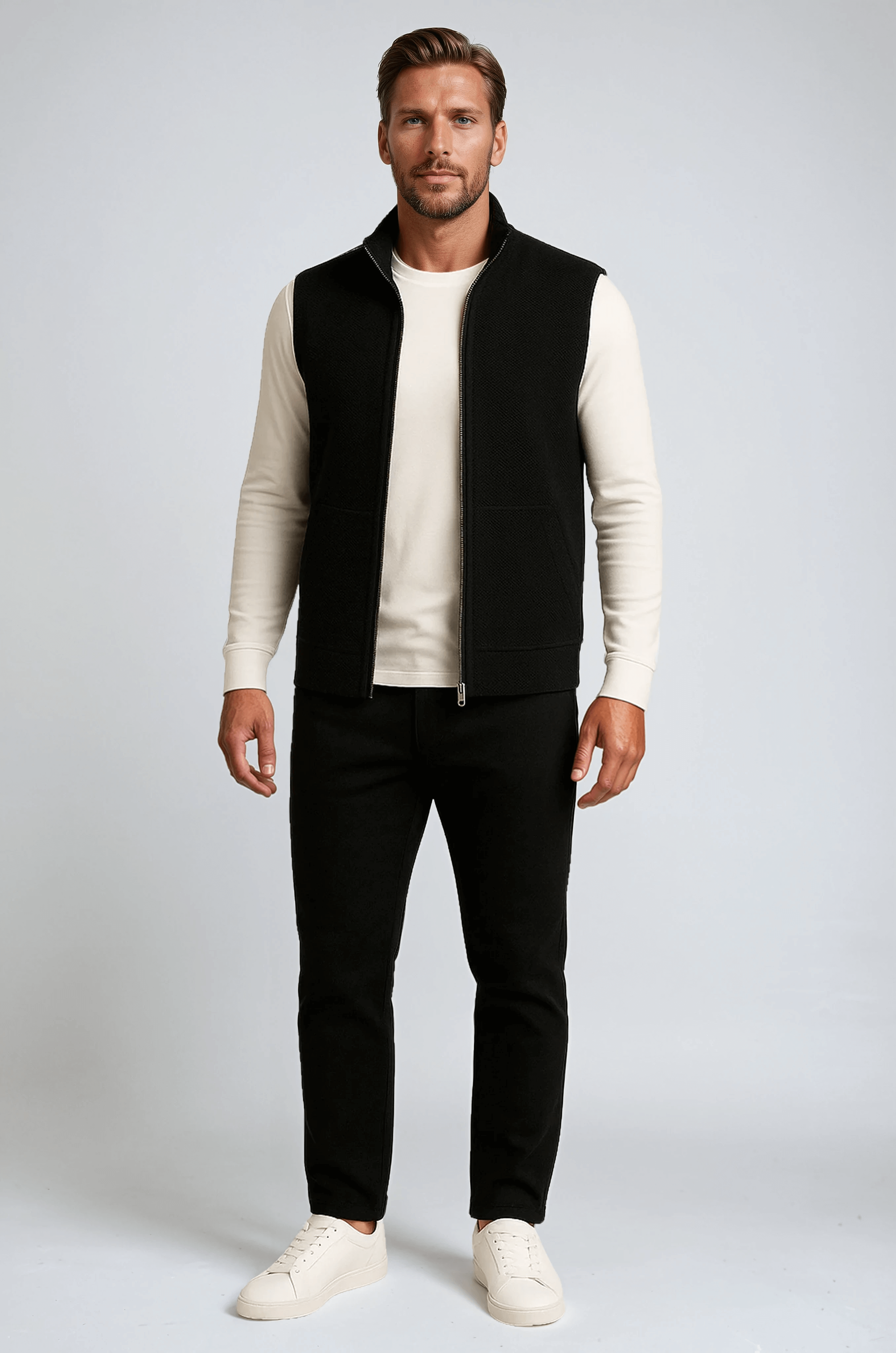 Classic Black Knitted Sleeveless Vest