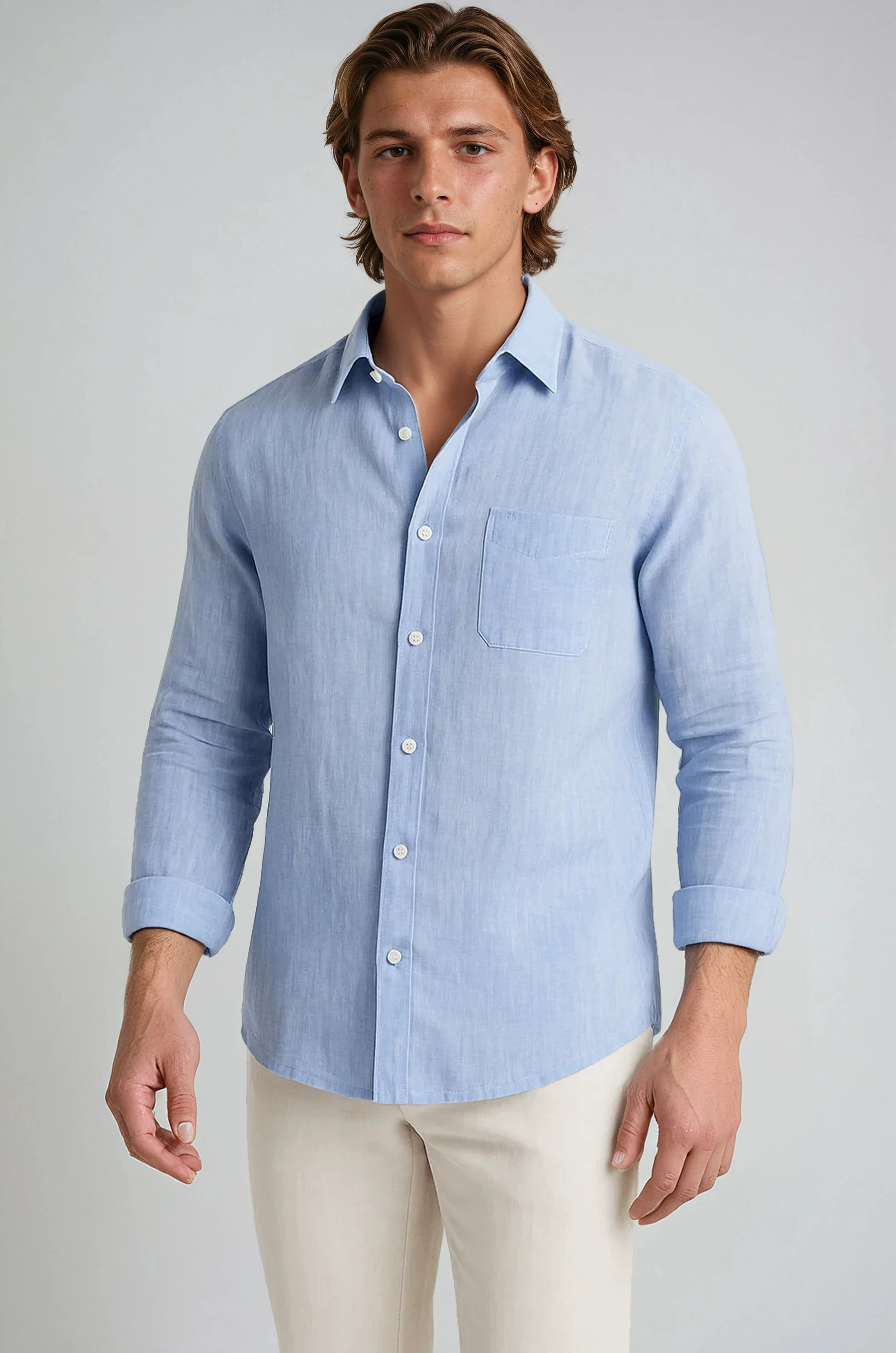 Monaco Linen Shirt – Light Blue