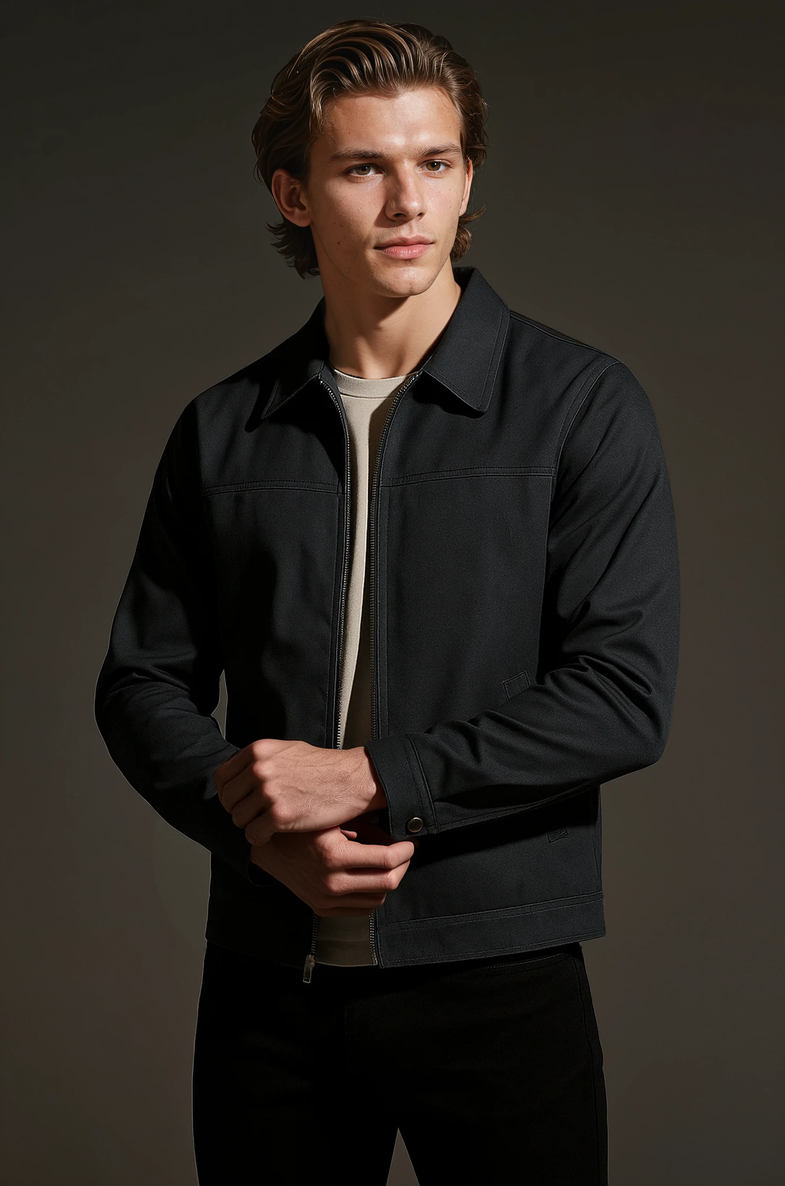 Lightweight Twill Jacket for Men – Dark Grey – Regular Fit