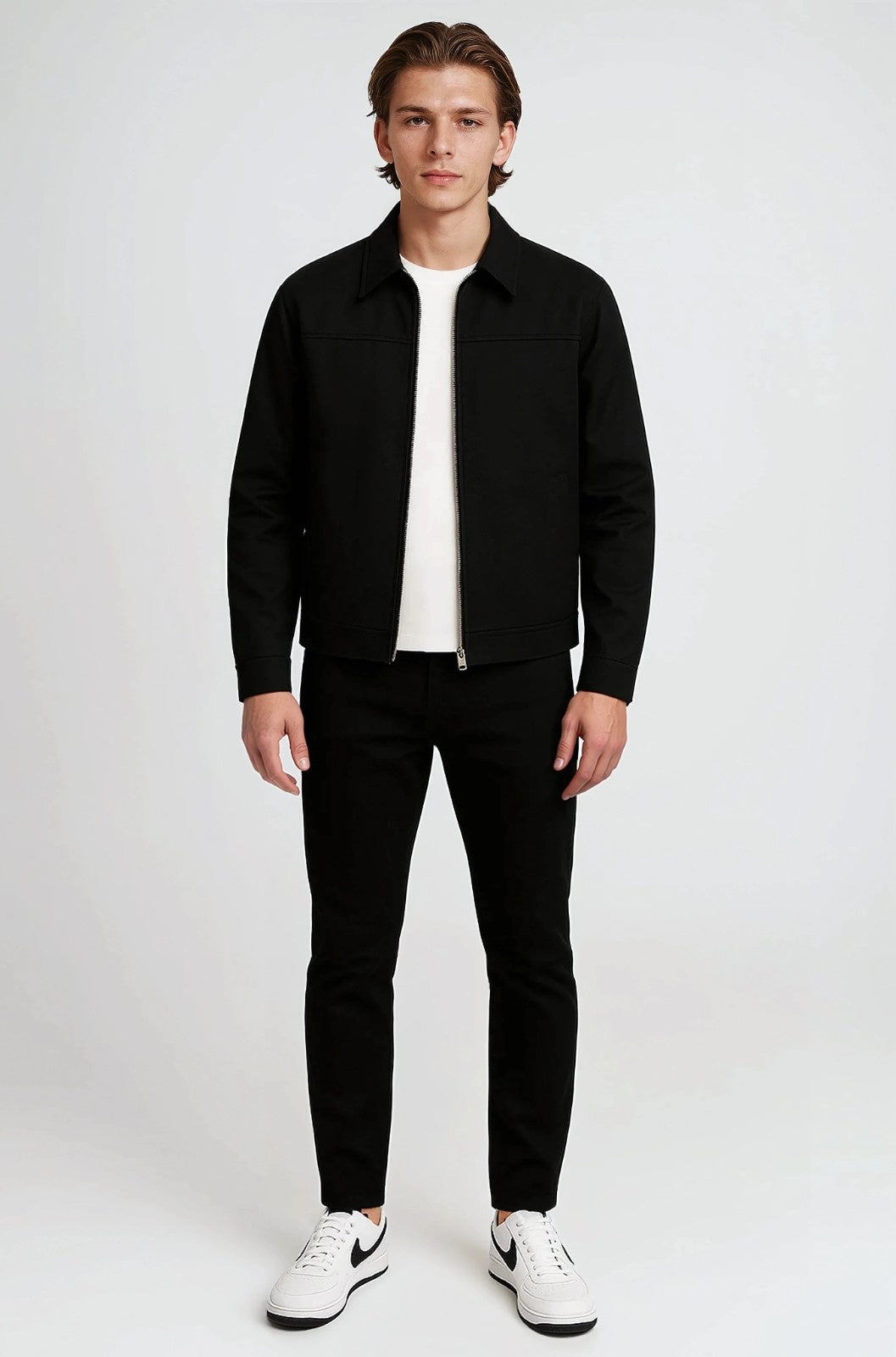 Lightweight Twill Jacket for Men – Black – Regular Fit