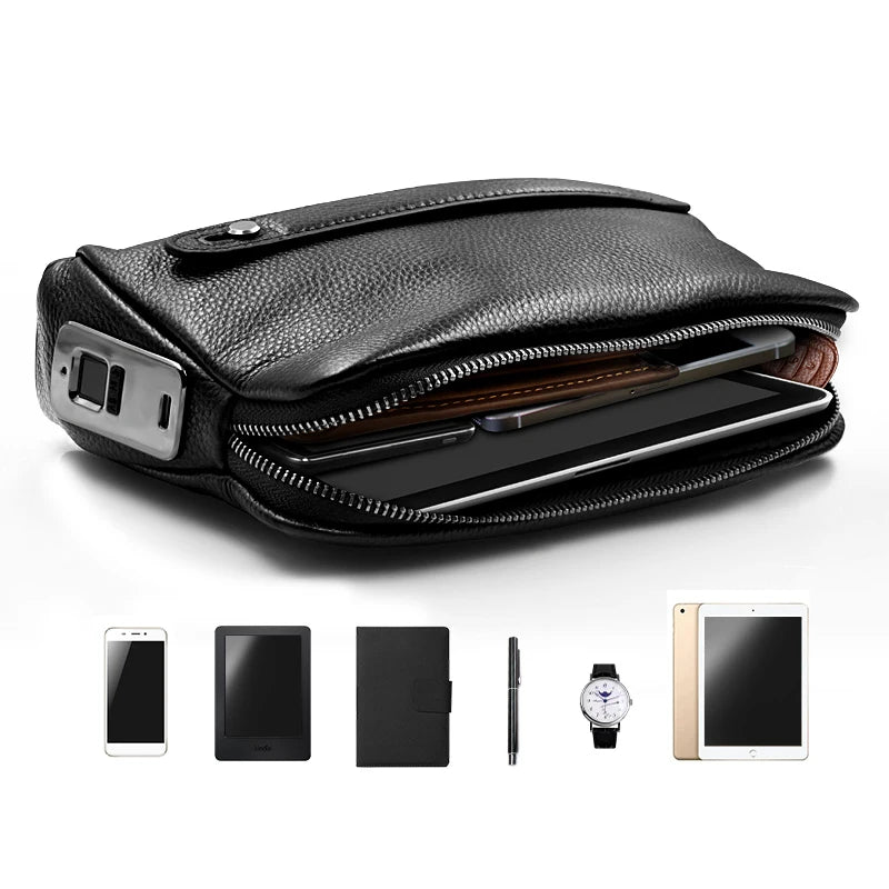 Premium Leather Fingerprint Security Bag