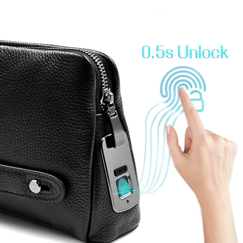 Premium Leather Fingerprint Security Bag