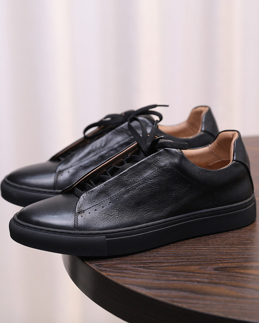The Softey® Leather Low Sneakers - Black