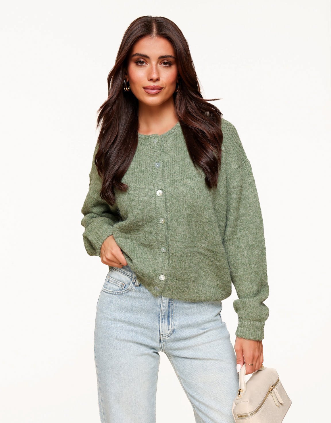 Army Green Basic Knitted Cardigan