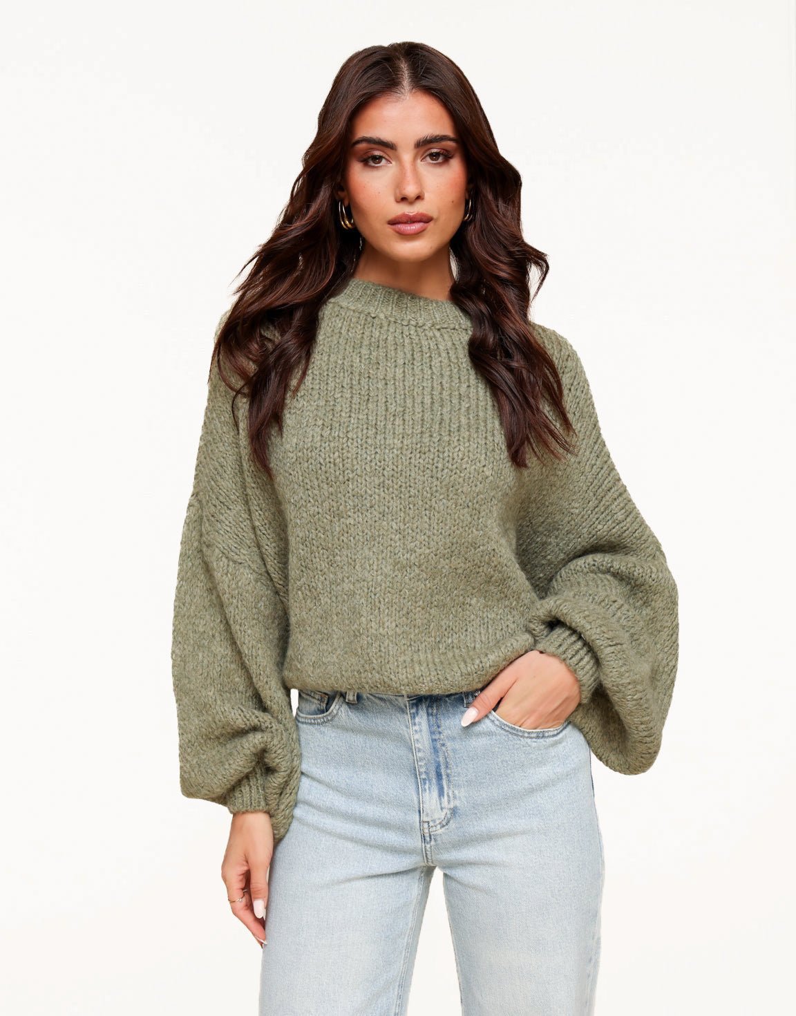 Army Green Wool Knitted - Sweater