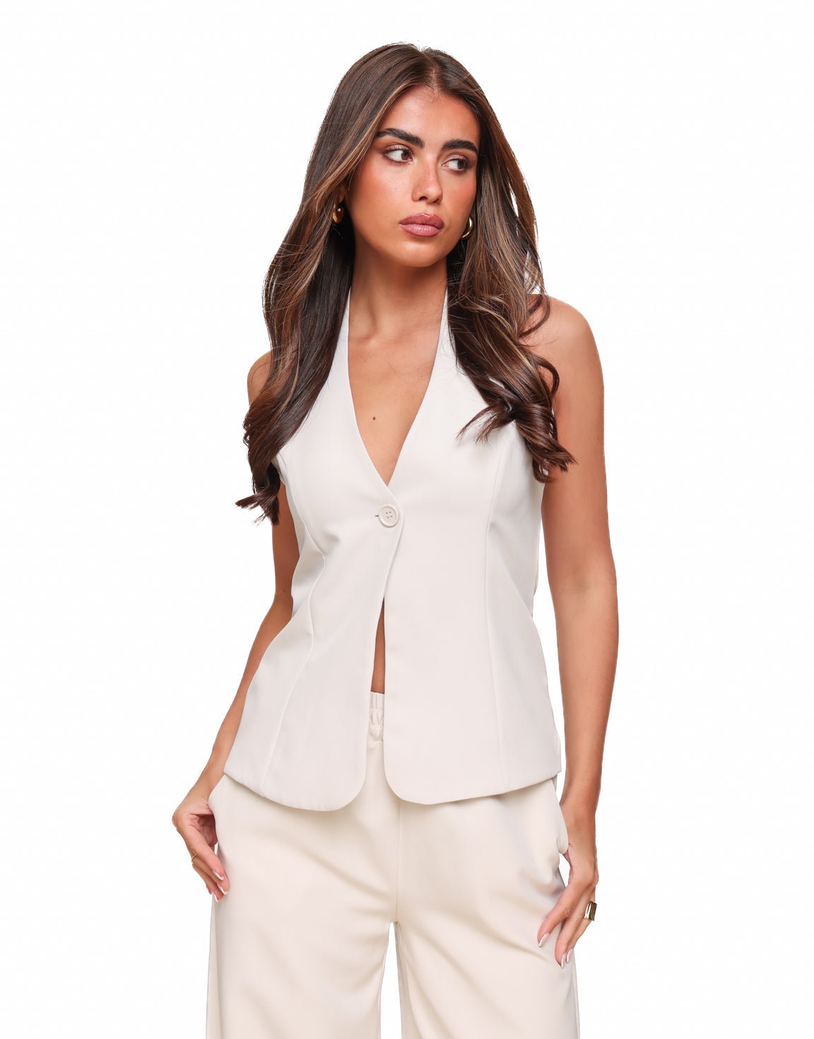 Beige Halter Gilet
