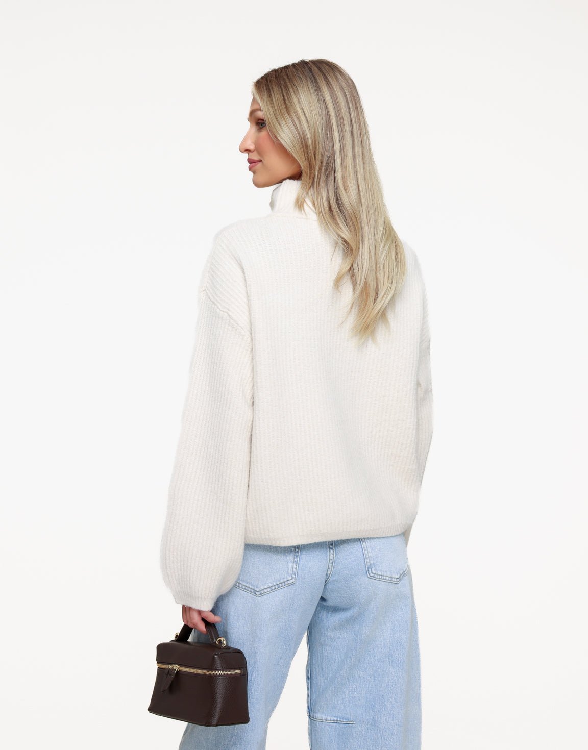 Cream Knitted Zipper - Cardigan