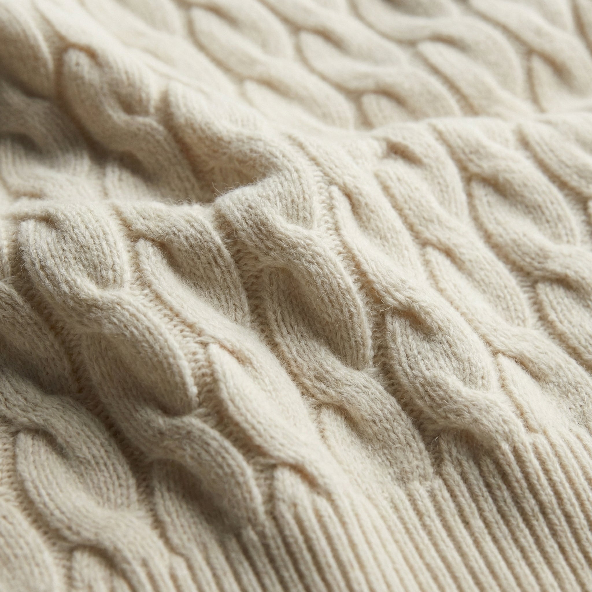 Cable-Knit Wool Crewneck Sweater - White