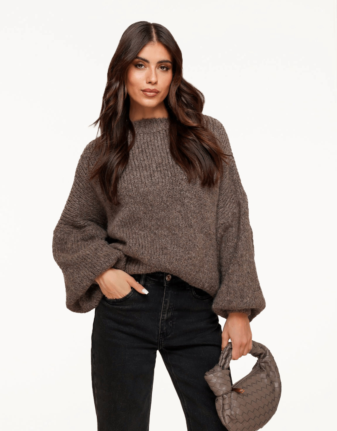 Dark Taupe Wool Knitted - Sweater