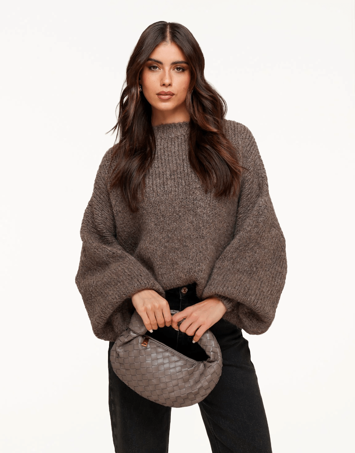 Dark Taupe Wool Knitted - Sweater