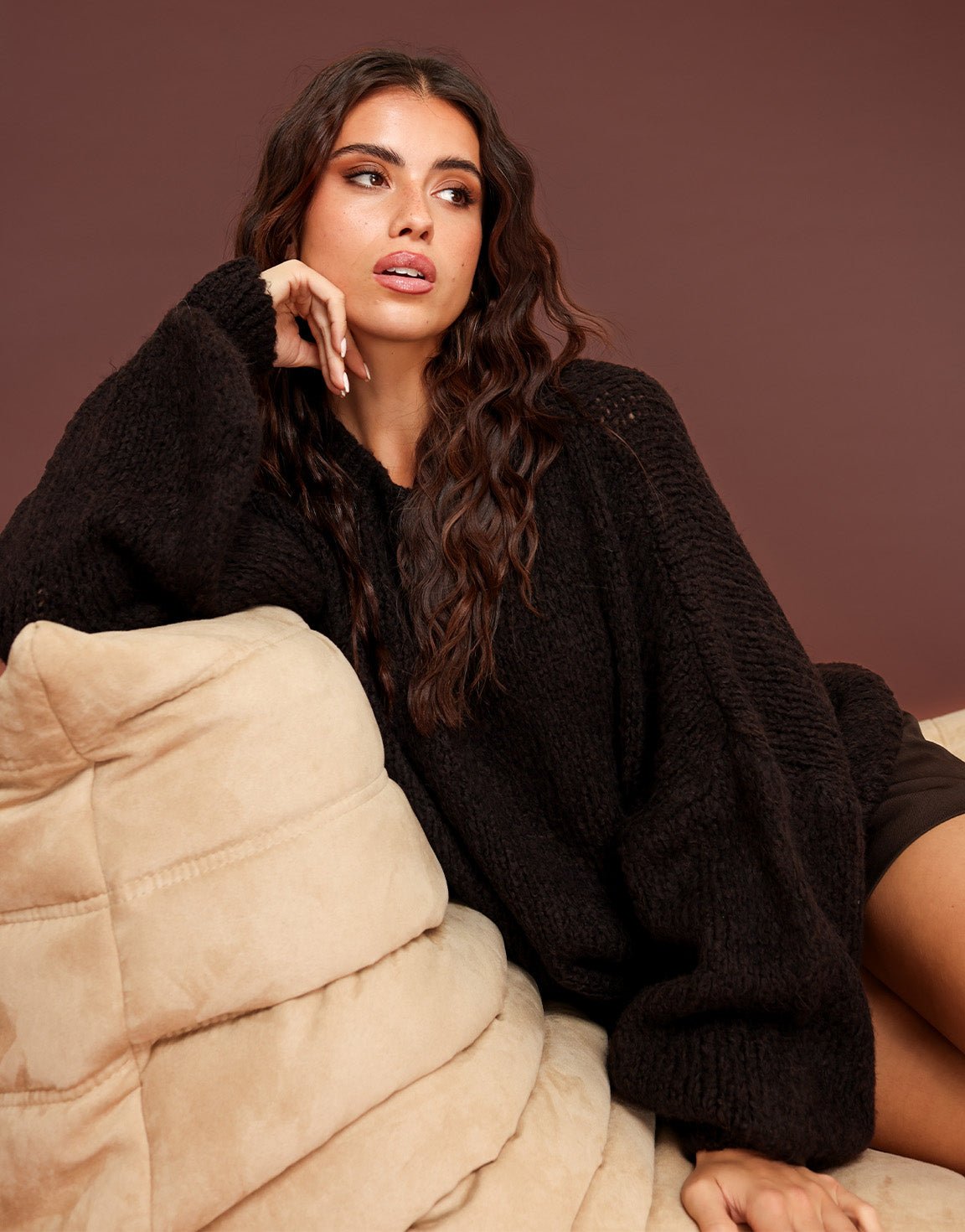 Dark Brown Wool Knitted - Sweater