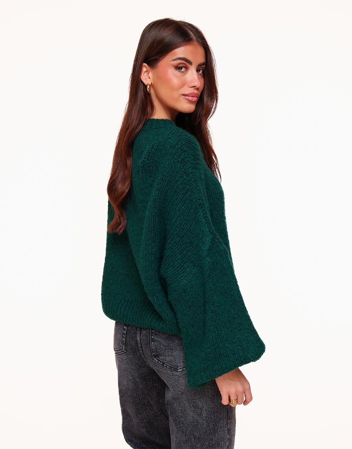 Dark Green Wool Knitted - Sweater