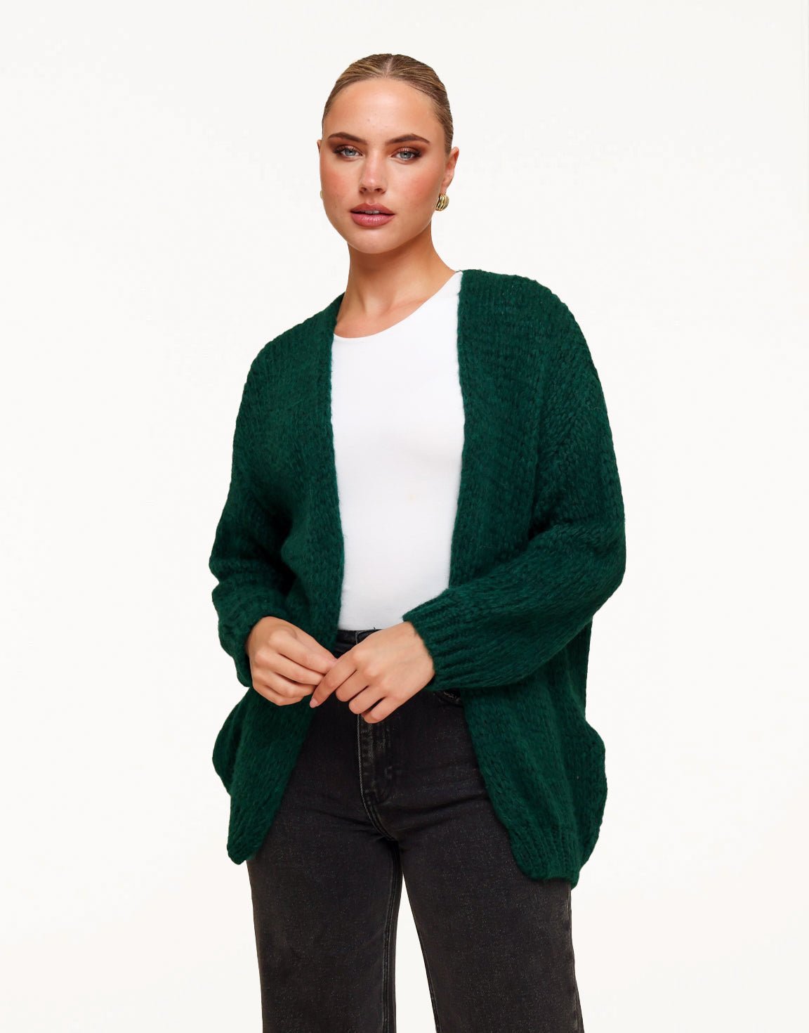 Dark Green Wool - Cardigan