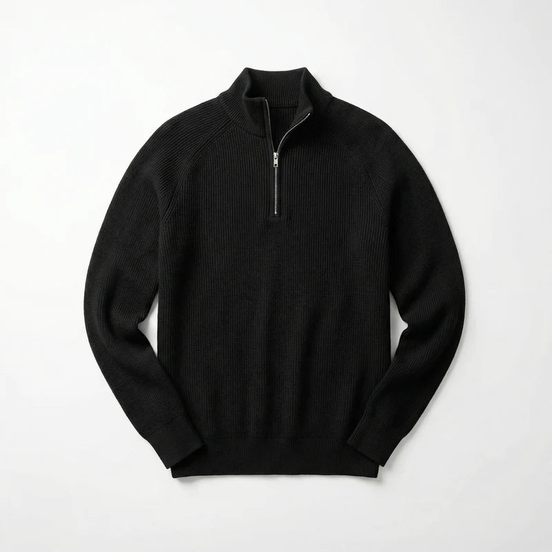 Men's Half-Zip Sweater with Stand Collar – Royal Blue