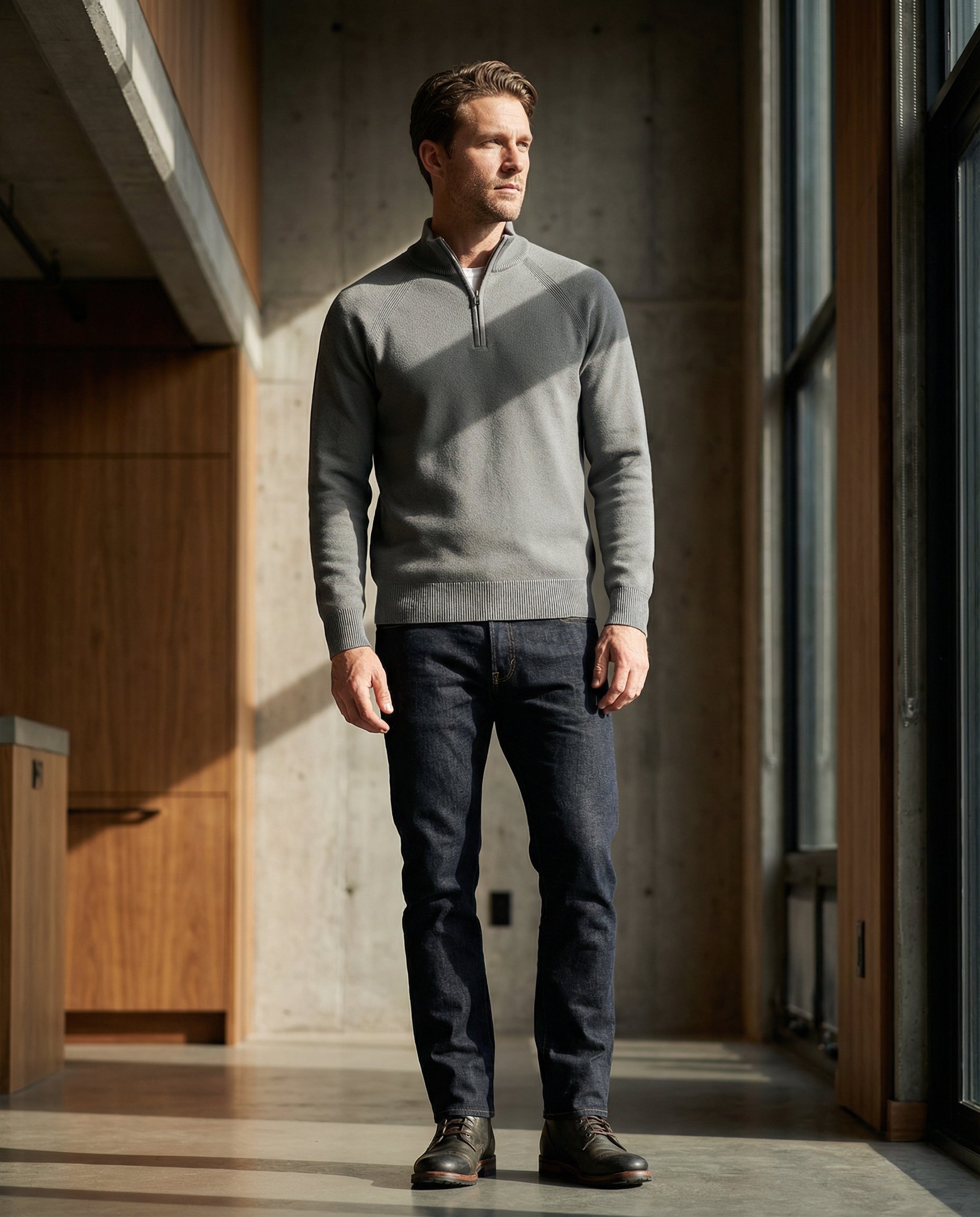 Men's Half-Zip Sweater | Classic Knit Pullover for Men – Gray Sweaters