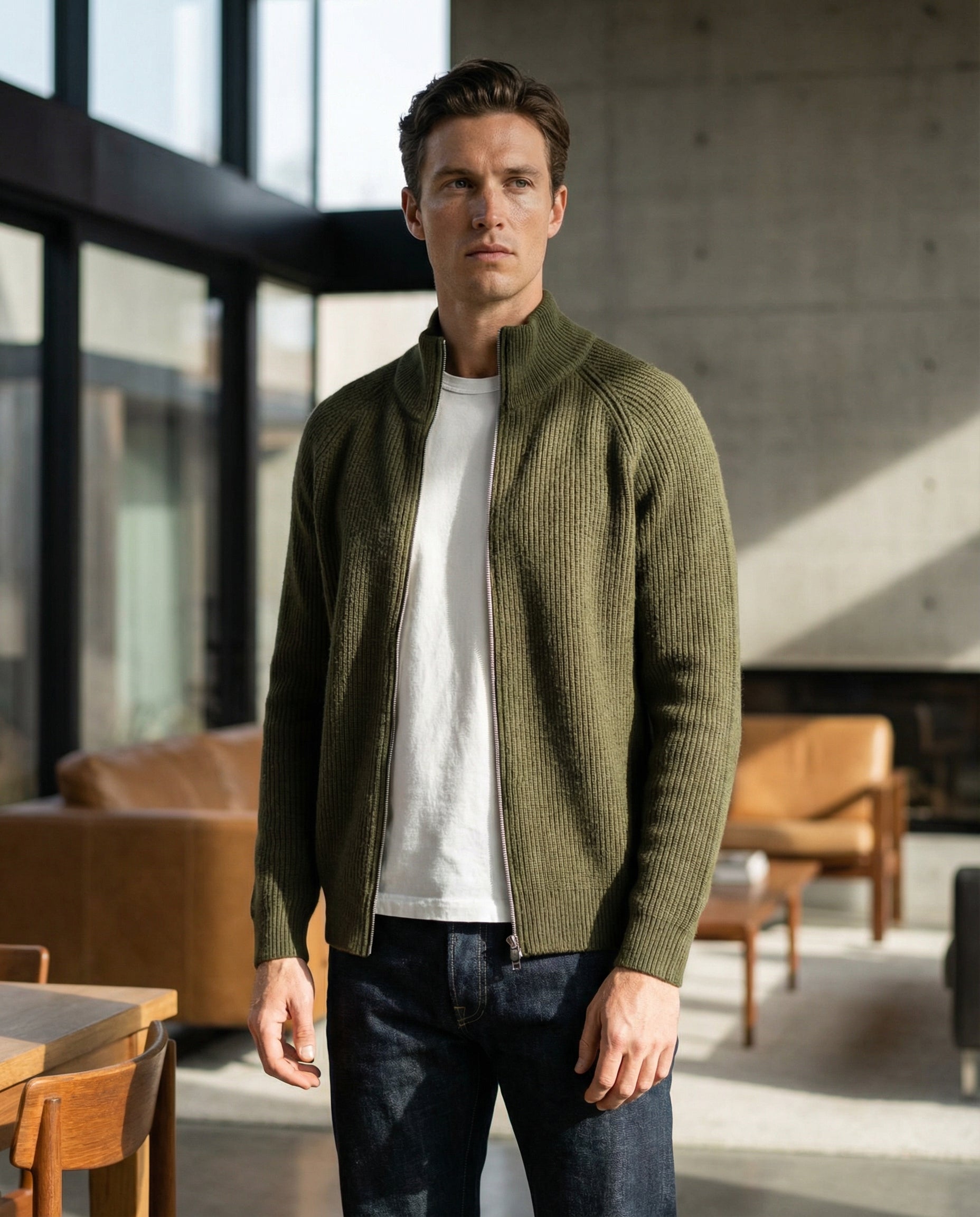 Santorini Zipper Vest Jacket - Green