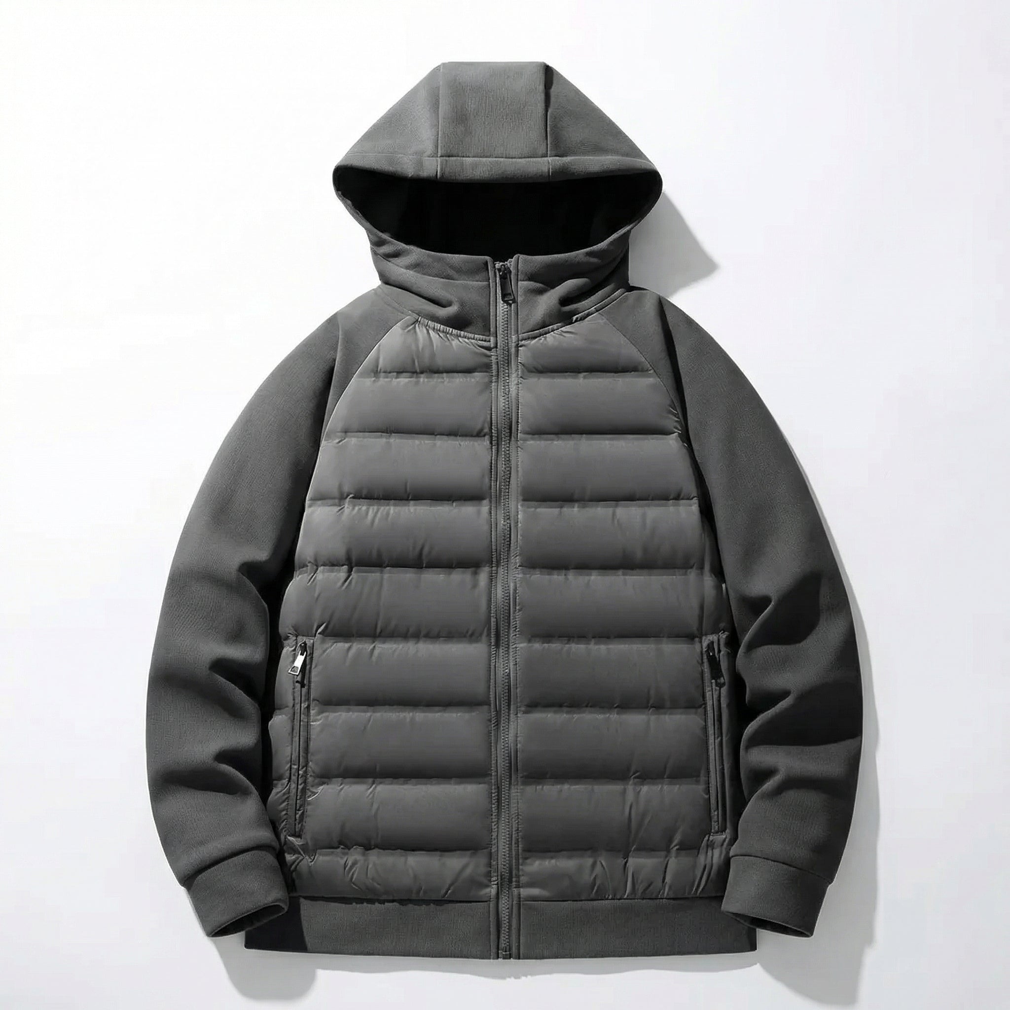 Loose Fit Down Jacket with Hood – Charcoal Grey