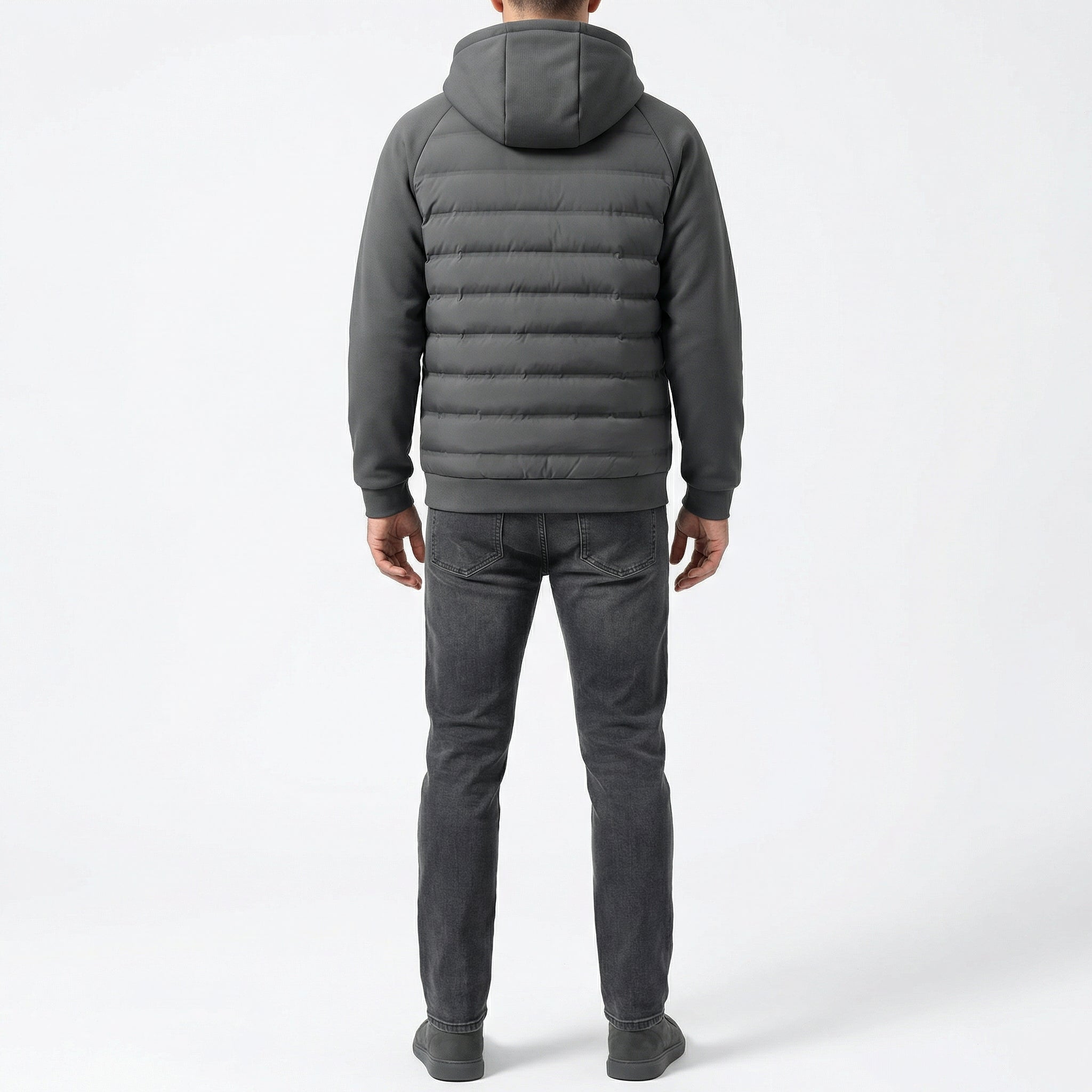Loose Fit Down Jacket with Hood – Charcoal Grey