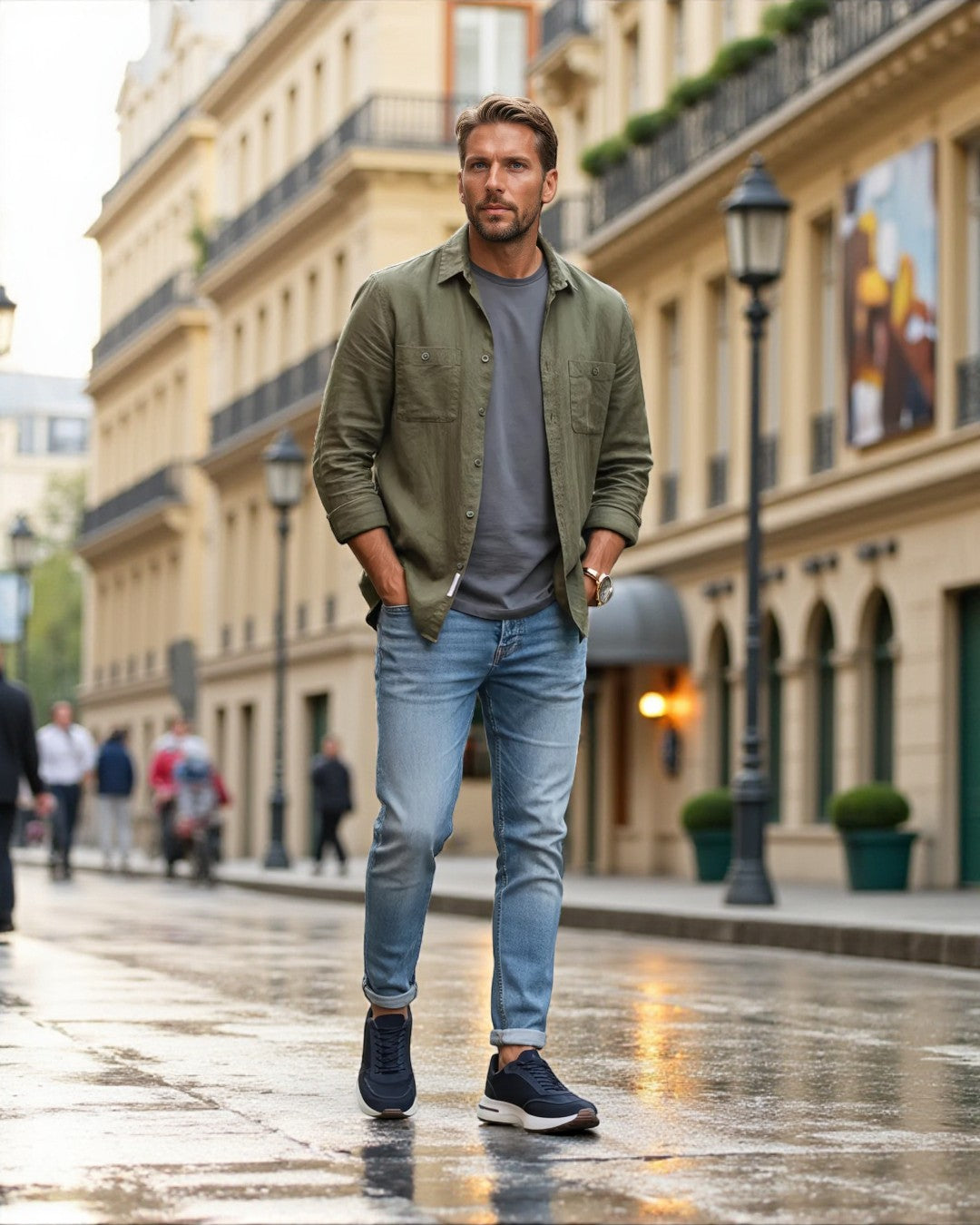 Paris Height-Lift Suede Walking Shoes - Navy