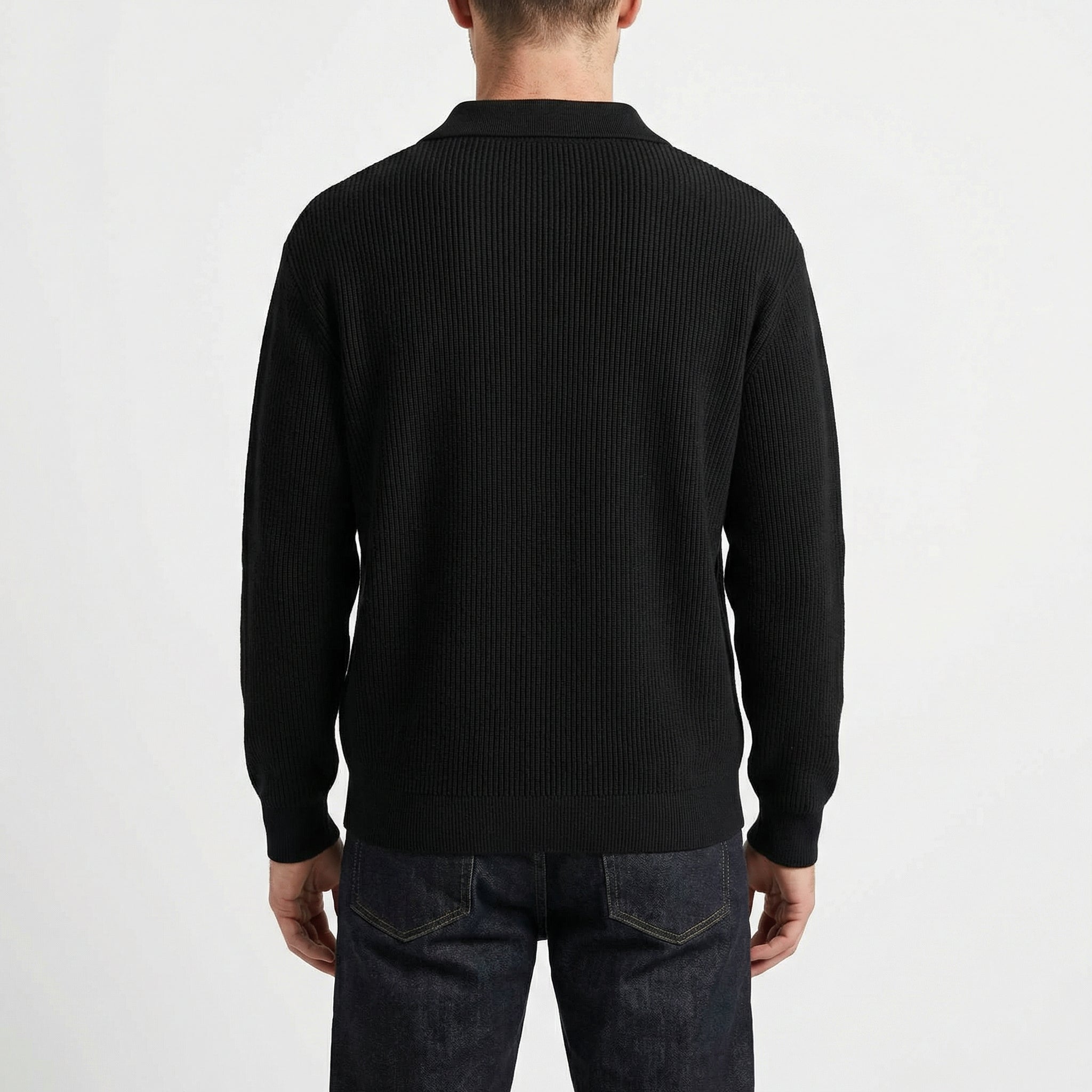 Knitted Shirt with Lapel Collar – Regular Fit Casual Knit Top with men