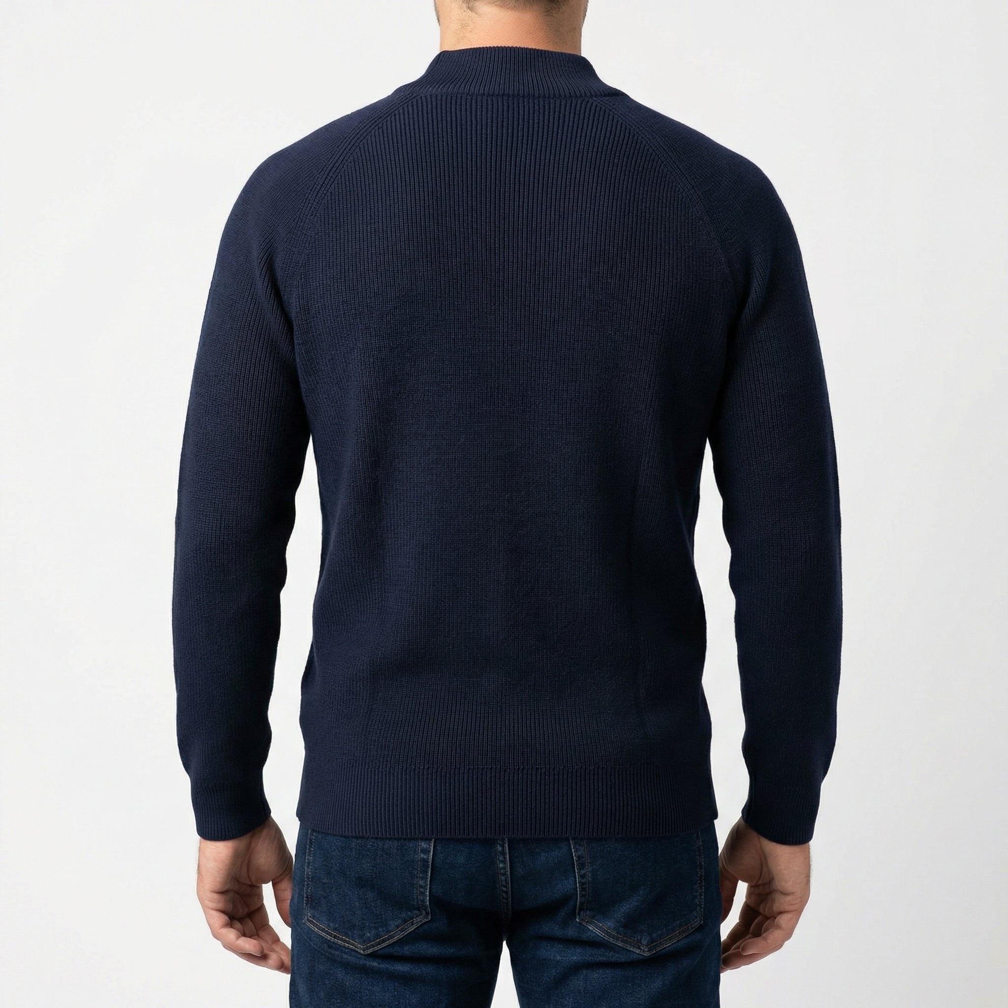 Men's Half-Zip Sweater with Stand Collar – Royal Blue