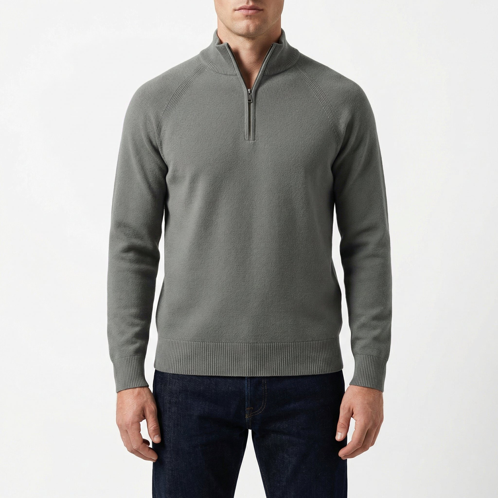 Men's Half-Zip Sweater | Classic Knit Pullover for Men – Gray Sweaters