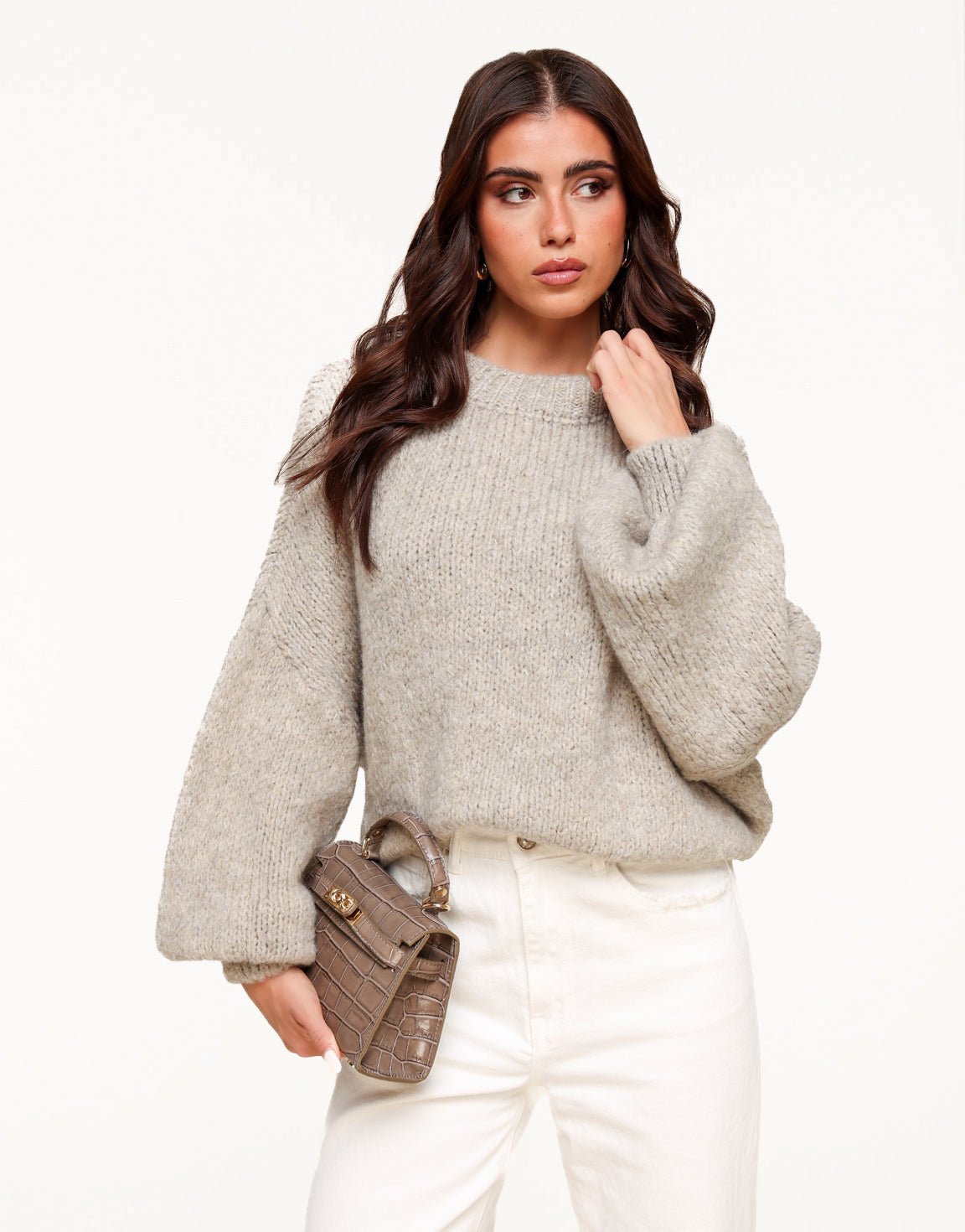 Taupe Wool Knitted - Sweater