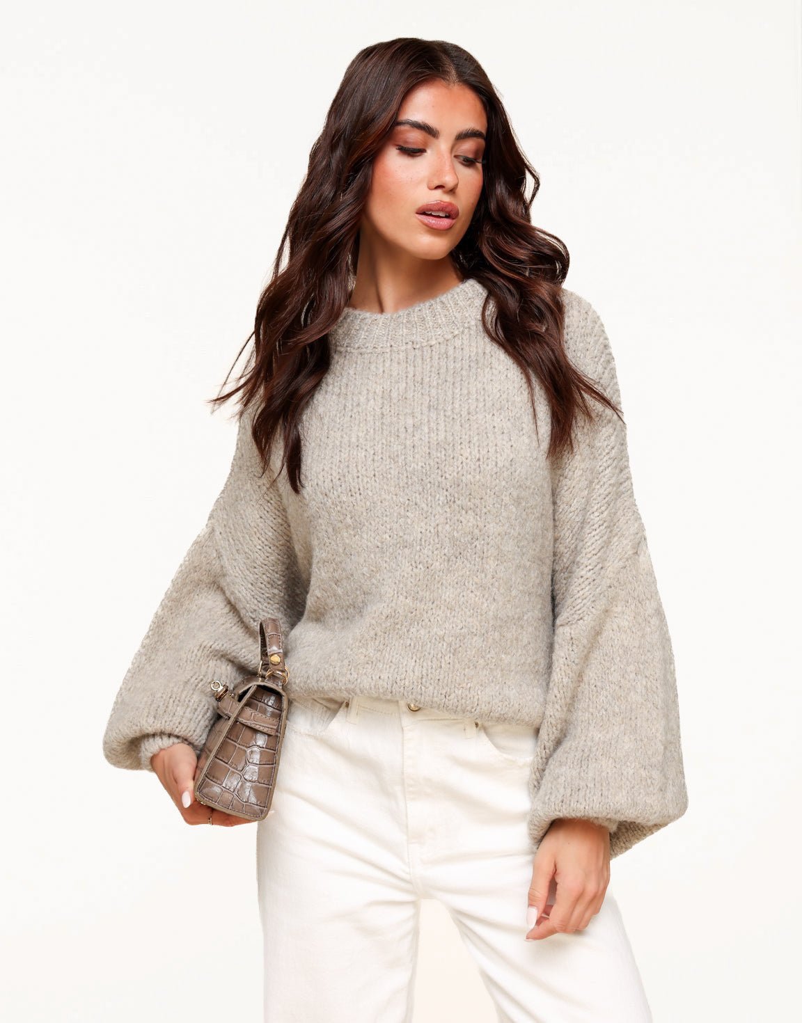 Taupe Wool Knitted - Sweater