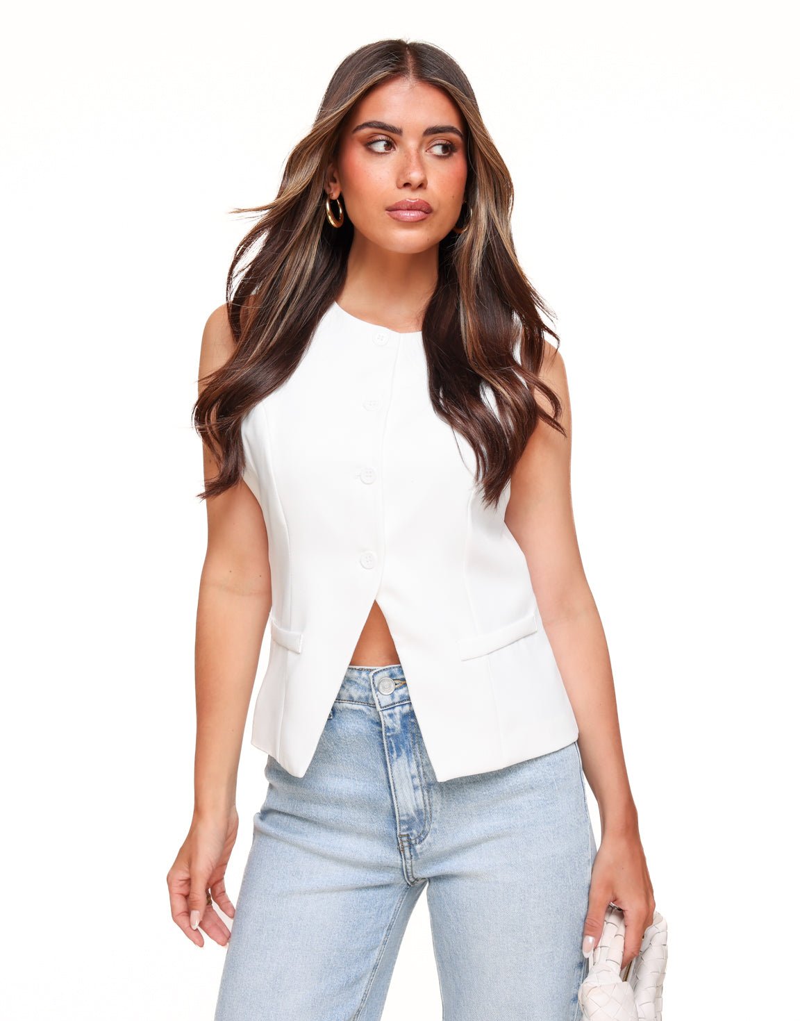 White High Button - Gilet