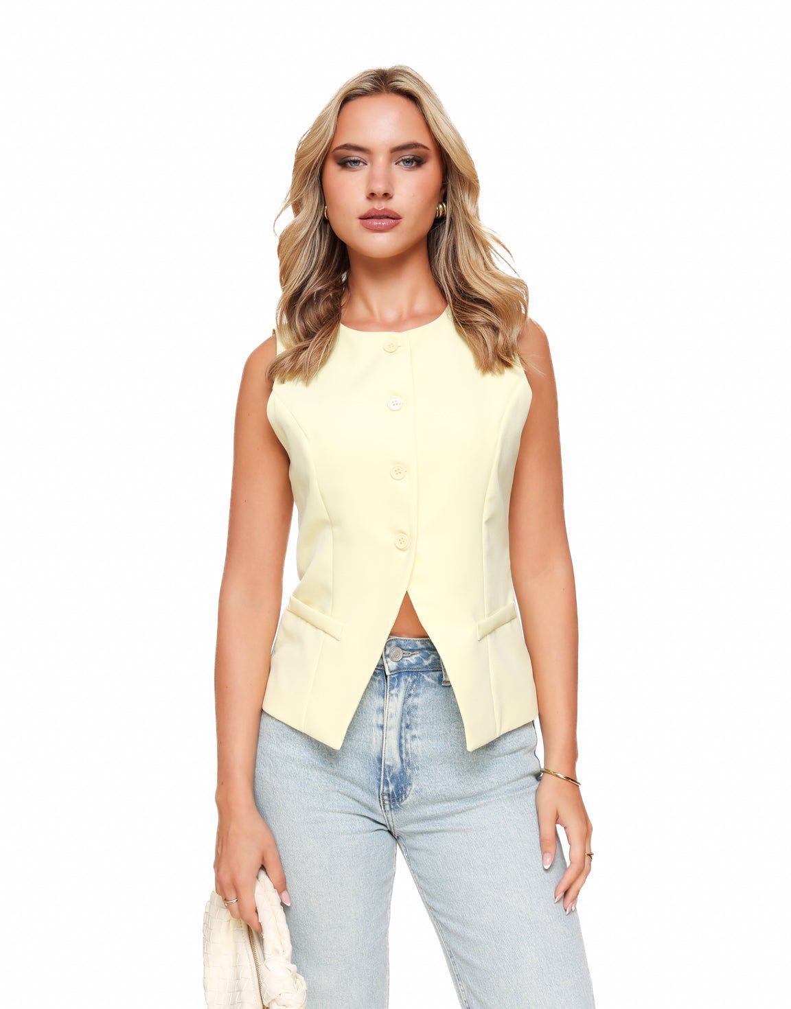 Soft Yellow High Button - Gilet