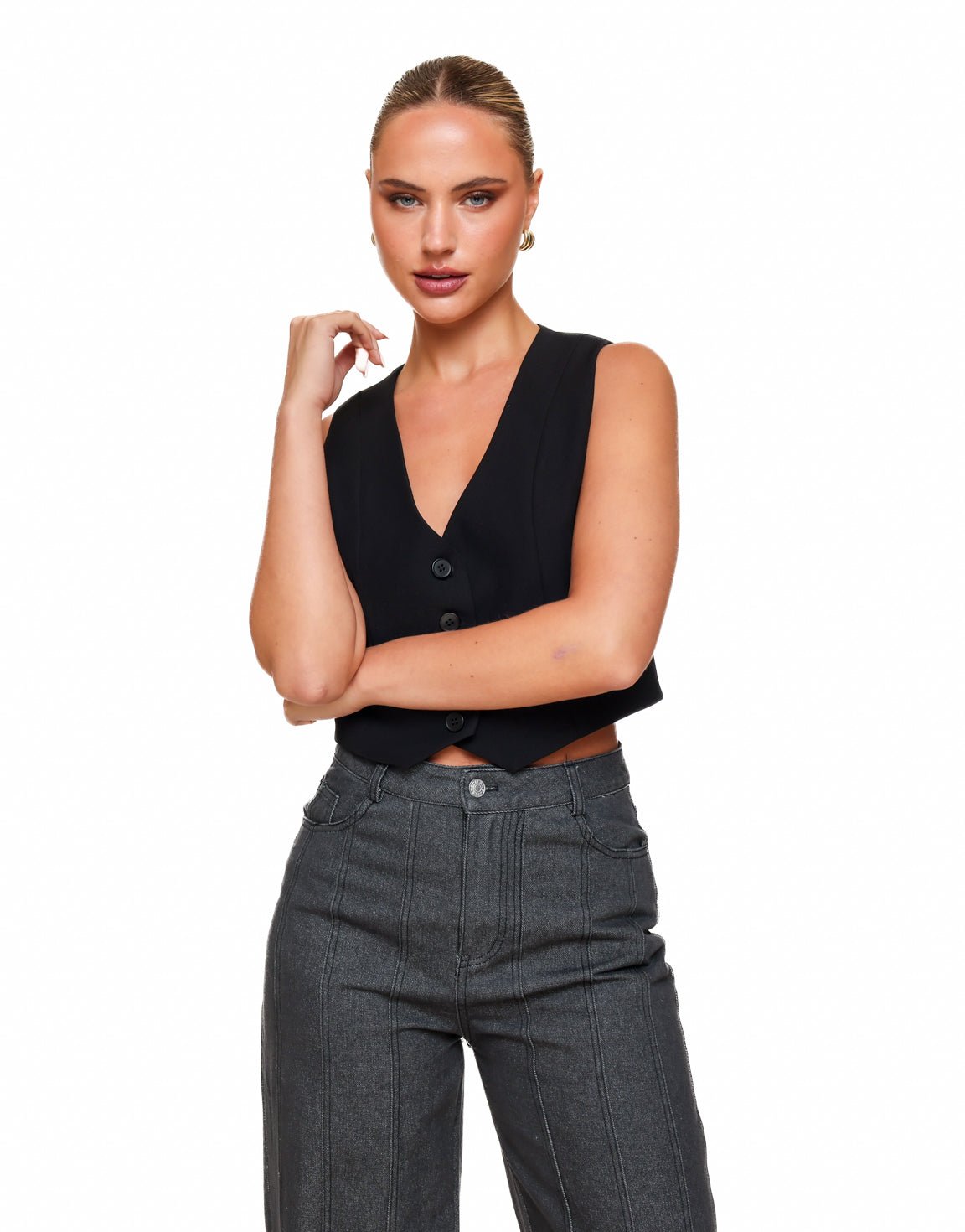 Black STUDIO V-neck - Gilet