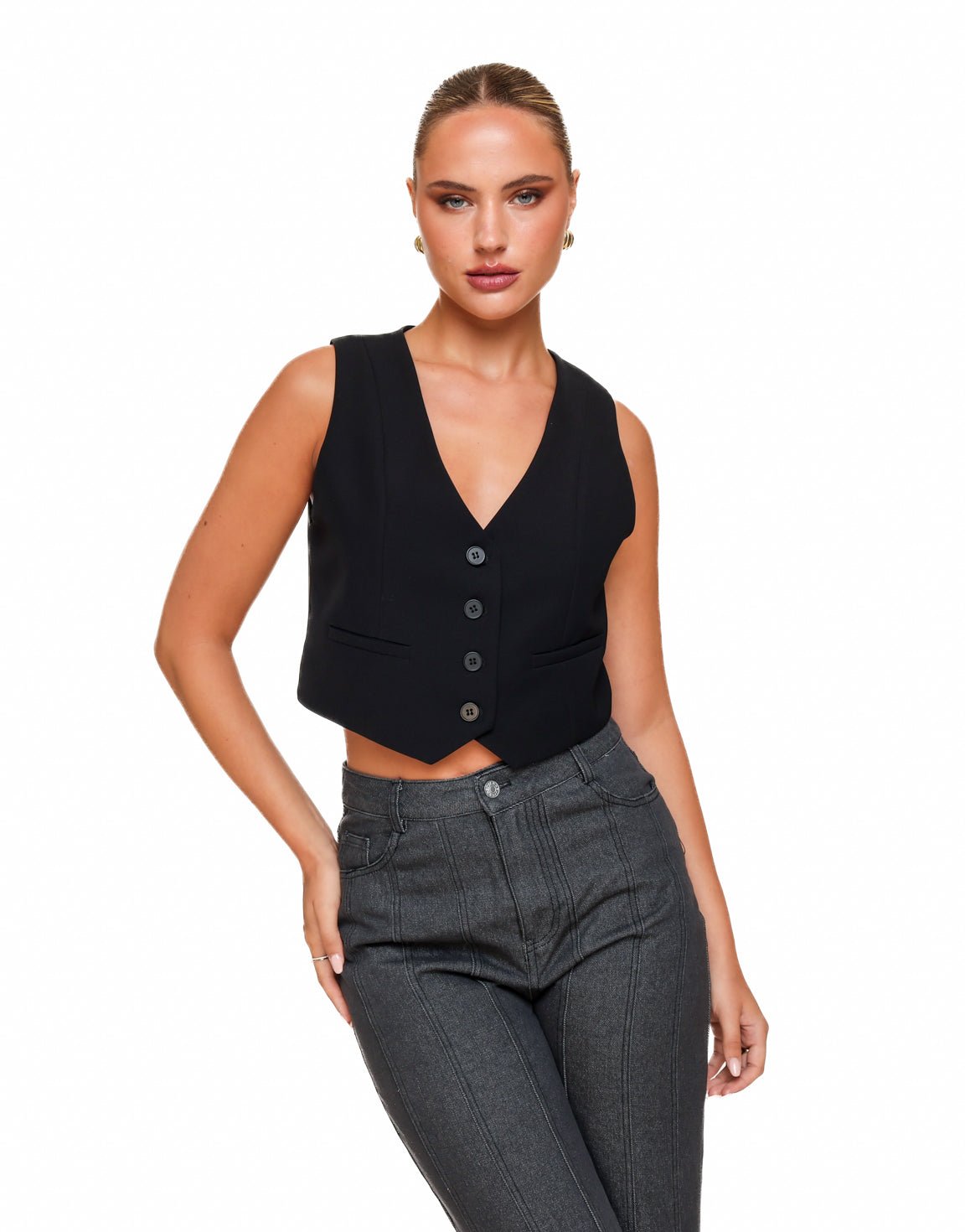 Black STUDIO V-neck - Gilet